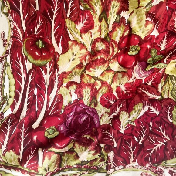 Vintage Aquascutum Vegetable Garden All Over Print Silk Twill Scarf - Picture 4 of 9